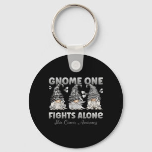 Mens Gnome One Fights Alone Black_ Skin Cancer Key Ring