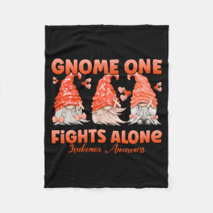 Mens Gnome One Fights Alone Orange _ Leukaemia Fleece Blanket