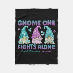 Mens Gnome One Fights Alone Prevention Awareness Fleece Blanket