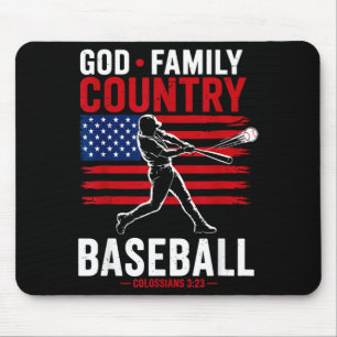Men's god family country baseball patriotic mouse pad