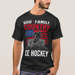 Mens God Family Country Ice Hockey Patriotic T-Shirt