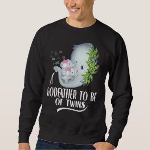 Mens Godfather To Be Of Twins Baby Girls Elephant  Sweatshirt