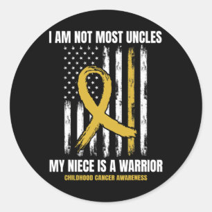 Mens Gold Childhood Cancer Awareness Niece Uncle A Classic Round Sticker