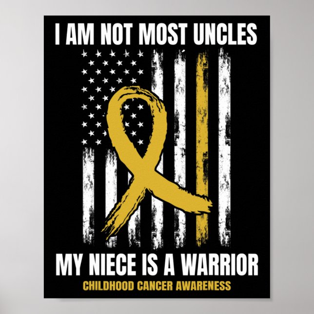 Mens Gold Childhood Cancer Awareness Niece Uncle A Poster (Front)