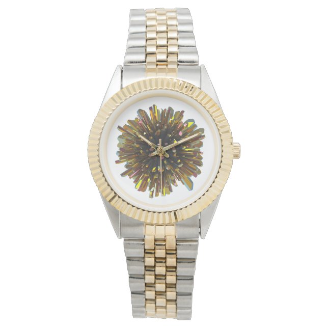 *~* Men's Gold Colour Crystal Sphere Metallic Watch (Front)
