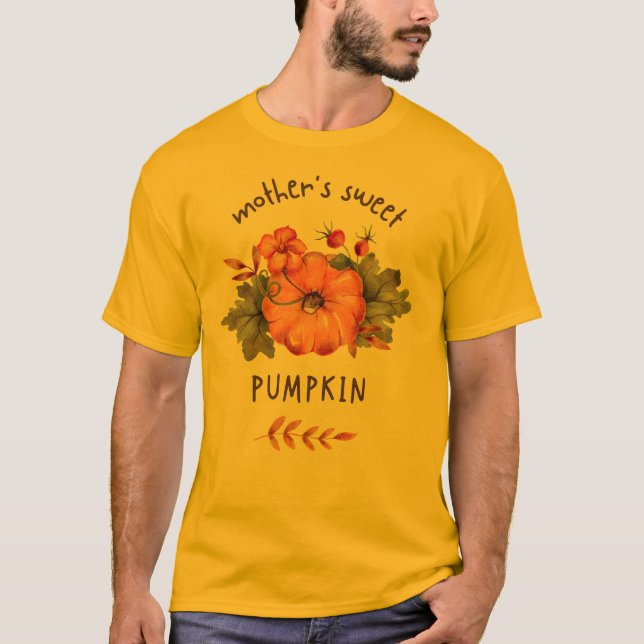 Men's gold colour Mother sweet pumpkin T-shirt  (Front)