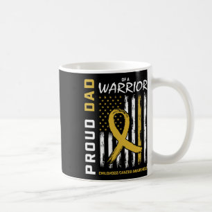 Mens Gold Proud Dad Childhood Cancer Awareness Men Coffee Mug