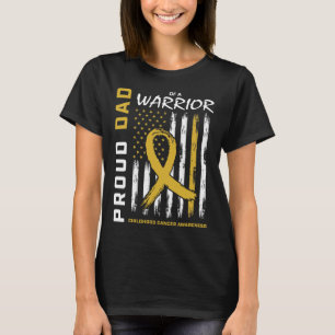 Mens Gold Proud Dad Childhood Cancer Awareness Men T-Shirt