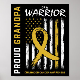 Mens Gold Proud Grandpa Childhood Cancer Awareness Poster
