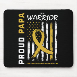 Mens Gold Proud Papa Childhood Cancer Awareness Am Mouse Pad