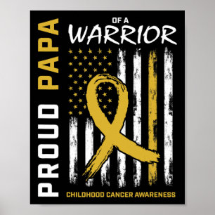 Mens Gold Proud Papa Childhood Cancer Awareness Am Poster