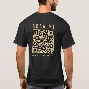 Mens Gold Scan Me QR Code Front And Back Print T-Shirt