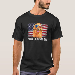 Mens Golden Retriever Dad American Flag Father's T-Shirt