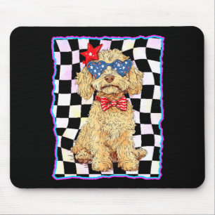 Mens goldendoodle 4th of july patriotic golden mouse pad