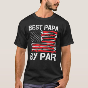 Mens Golf Best Papa By Par Dad Golfer American Fla T-Shirt