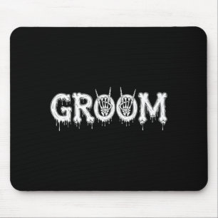Mens gothic skeleton bride and groom wedding mouse pad