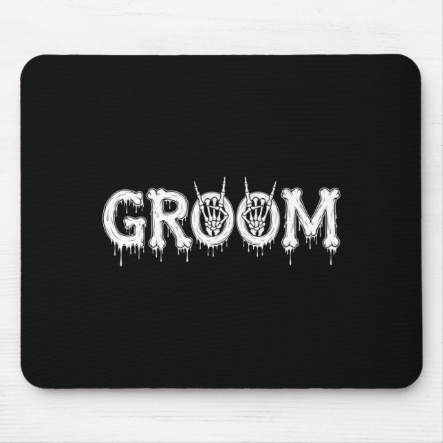 Mens gothic skeleton bride and groom wedding mouse pad (Front)