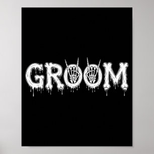 Mens Gothic Skeleton Bride And Groom Wedding Poster
