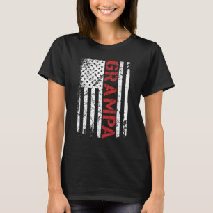Mens Grampa  Vintage Us American Flag  For Dad Pap T-Shirt