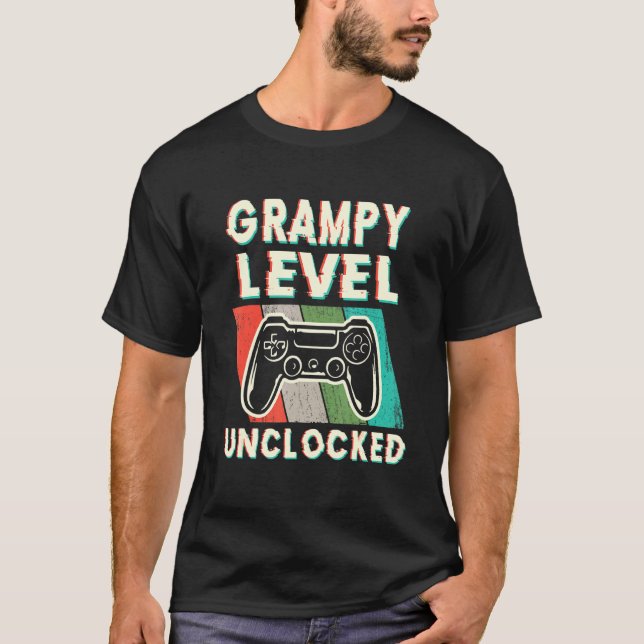 Mens Grampy Level Unlocked Levelled Up To Grampy F T-Shirt (Front)