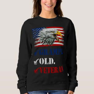 Mens Grampy Old Veteran American Eagle Flag Cool F Sweatshirt