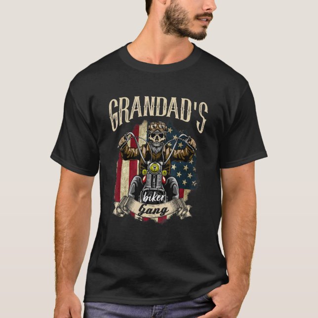 Mens Grandad Biker Gang Flag    Grandad Rides Bike T-Shirt (Front)