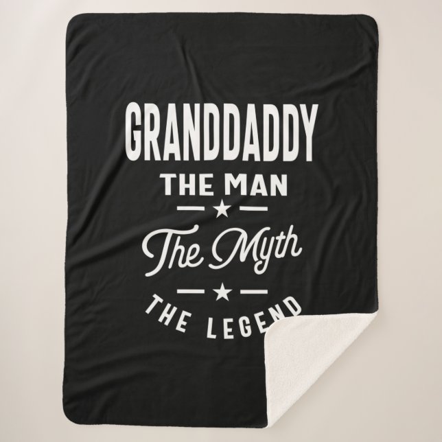 Mens Granddaddy The Man The Myth The Legend Sherpa Blanket (Front)