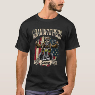 Mens Grandfather Biker Gang Flag  Grandfather Ride T-Shirt