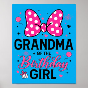 Mens Grandma Of The Birthday Girl Cute Pink Bow Poster