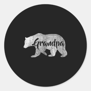 Mens Grandpa Bear Awesome Camping Gramps Tee Classic Round Sticker