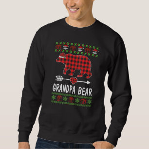 Mens Grandpa Bear Santa Red Plaid Family Pyjamas F Sweatshirt
