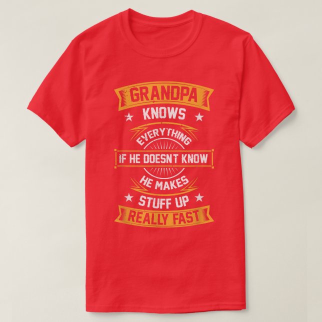 Mens Grandpa Knows Everything  Grandfather  T-Shirt (Design Front)