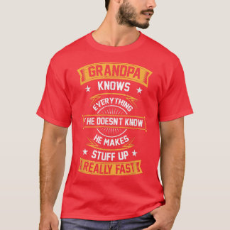 Mens Grandpa Knows Everything  Grandfather  T-Shirt