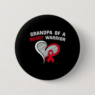 Mens Grandpa Of A Heart Warrior Chd Disease Awaren 6 Cm Round Badge