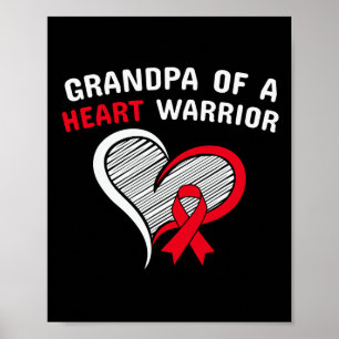 Mens Grandpa Of A Heart Warrior Chd Disease Awaren Poster