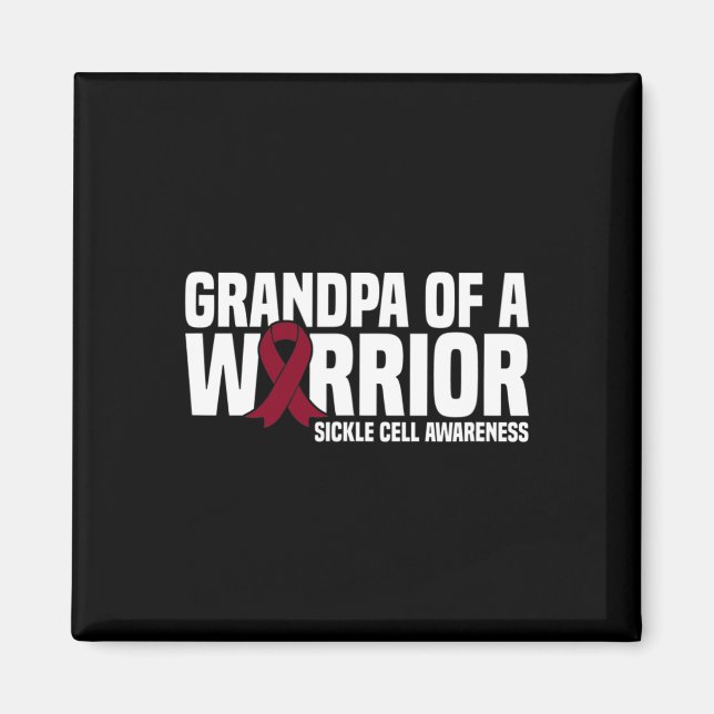 Mens Grandpa of a Warrior Burgundy Ribbon Sickle C Magnet (Front)