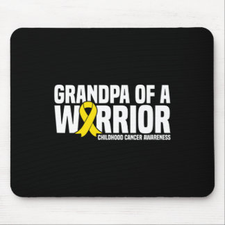 Mens Grandpa of a Warrior Ribbon Childhood Cancer  Mouse Pad