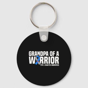 Mens Grandpa Of A Warrior Type 1 Diabetes Awarenes Key Ring