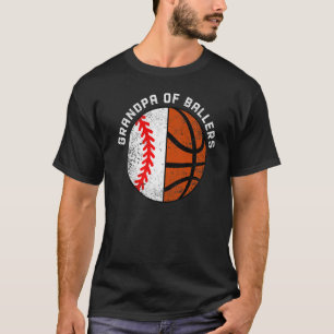 Mens Grandpa Of Ballers Baseball Basketball Grand T-Shirt