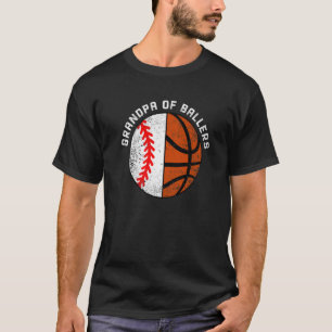 Mens Grandpa Of Ballers Baseball Basketball Grand T-Shirt