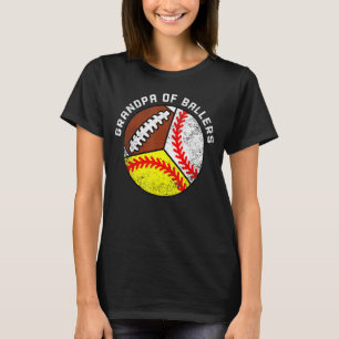 Mens Grandpa Of Ballers   Baseball Softball Footba T-Shirt