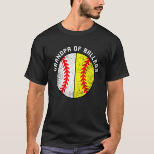 Mens Grandpa Of Ballers   Baseball Softball Grandp T-Shirt