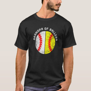 Mens Grandpa Of Ballers  Baseball Softball Grandpa T-Shirt