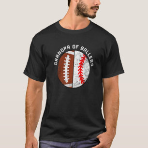 Mens Grandpa Of Ballers Football Baseball Grandpa T-Shirt