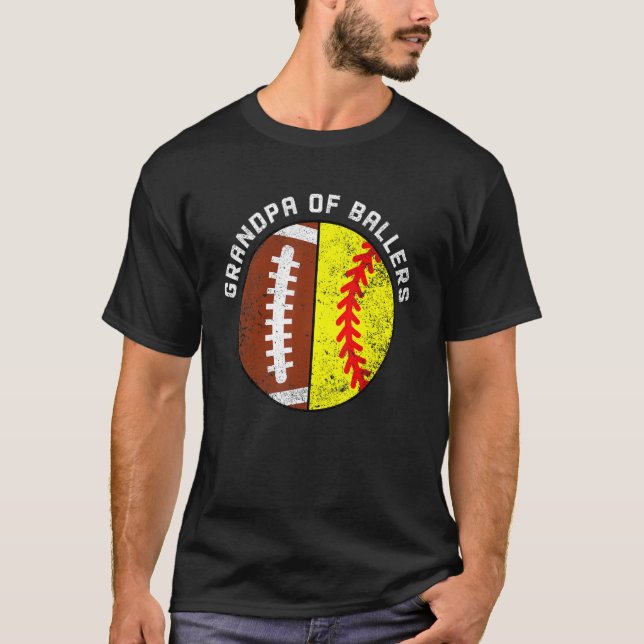 Mens Grandpa Of Ballers   Football Softball Grandp T-Shirt (Front)