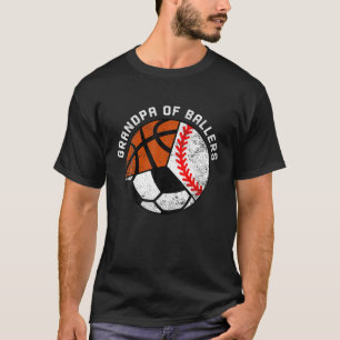 Mens Grandpa Of Ballers Funny Baseball Soccer Bask T-Shirt