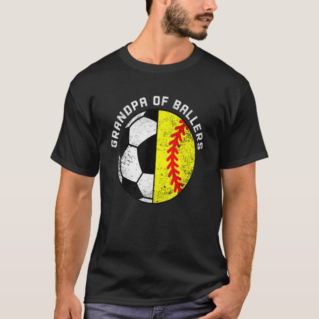 Mens Grandpa Of Ballers   Soccer Softball Grandpa T-Shirt (Front)