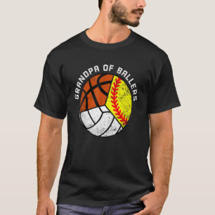 Mens Grandpa Of Ballers Softball Volleyball Bask T-Shirt