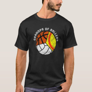 Mens Grandpa Of Ballers Softball Volleyball Baske T-Shirt