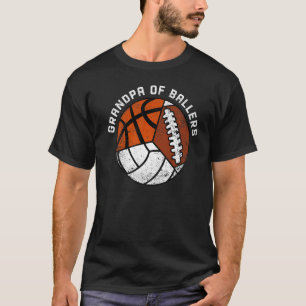Mens Grandpa Of Ballers Volleyball Basketball Foo T-Shirt